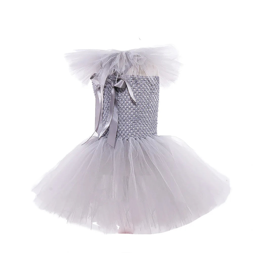 Halloween Pennywise Costume Creepy Clown Gray Tutu Dress Outfit Girls Fancy Carnival Party Tulle Dresses Joker Clothes