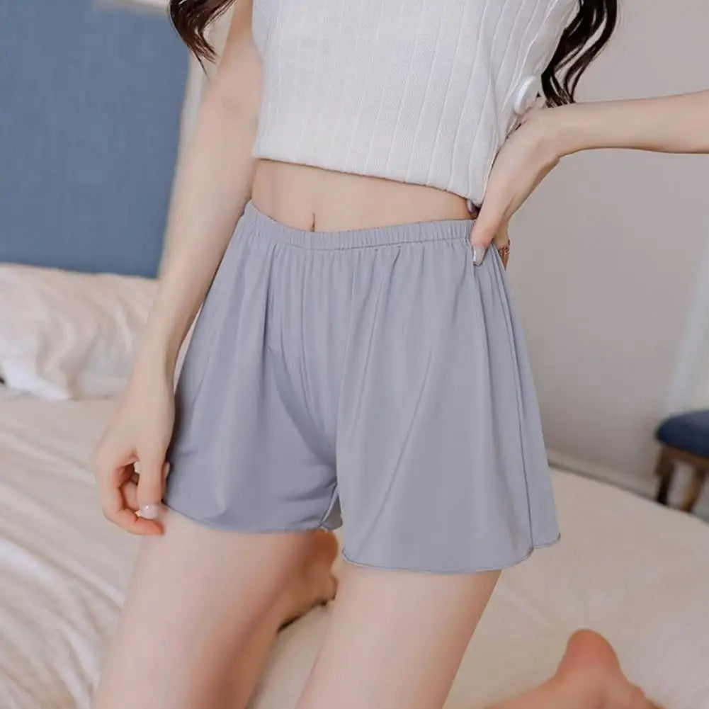 Women Safety Shorts Anti-exposure Breathable Thin Satin Seamless Homewear Underwear Loose Elastic Waist Summer Mini Pants