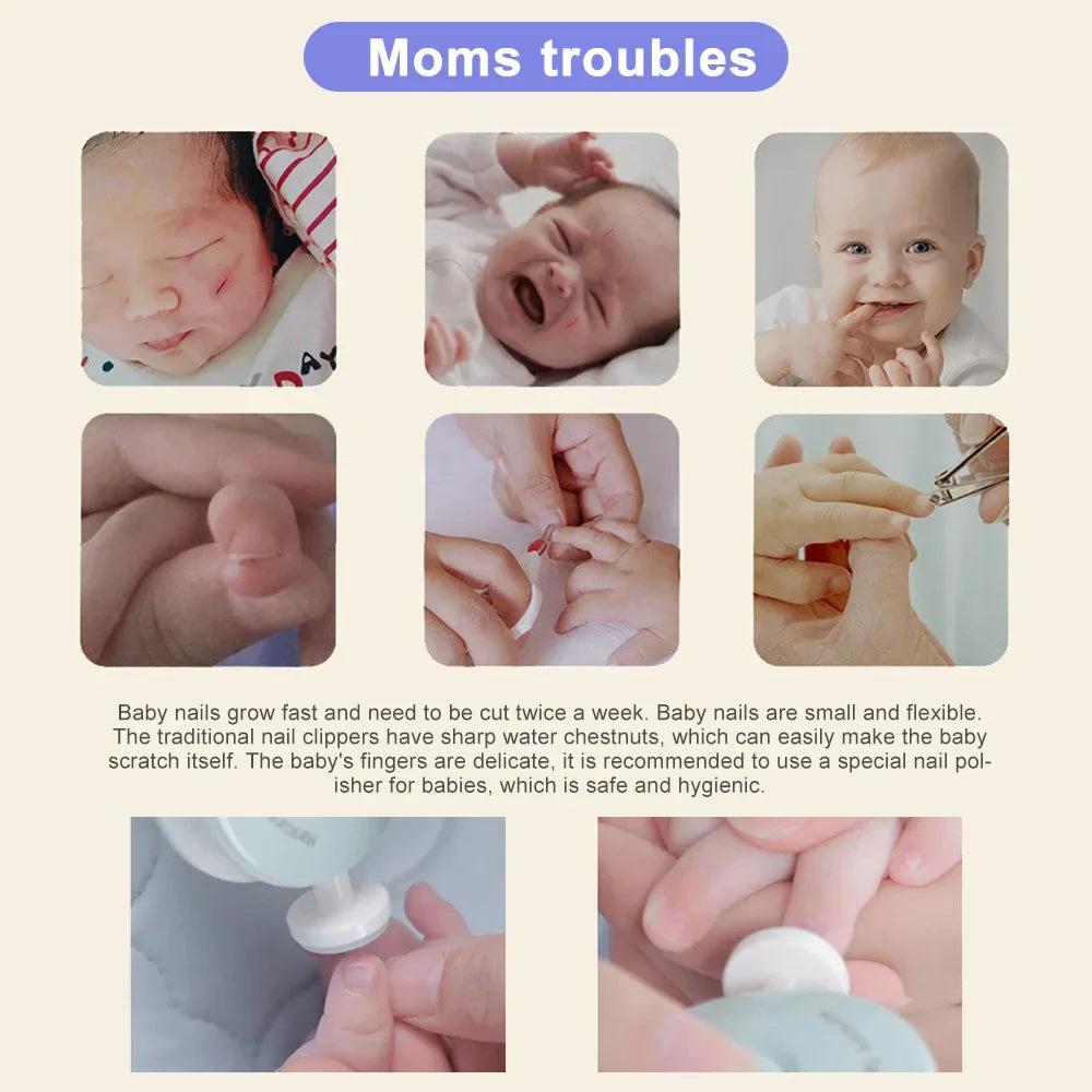 Electric Baby Nail Trimmer Kid Nail Polisher Tool Infant Manicure Scissors Baby Hygiene Kit Baby Nail Clipper Cutter For Newborn