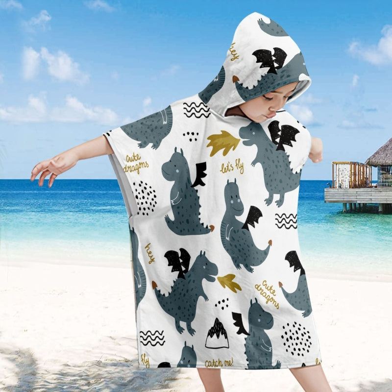 Toddler Kids Beach Towel Cotton Bathrobe Baby Boys Girls Dinosaur Animal Hooded Bathing Towel 60x60cm Children Dinosaur Blanket