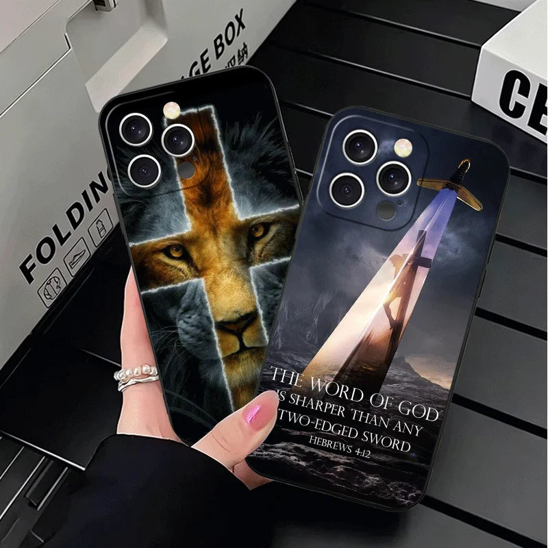 God Jesus Pray Cross Bible Soft Phone Case for iPhone 16 16E 17 Air 15 Pro Max 14 Plus 13 Mini 11 12 7 Black Cover Back Shell