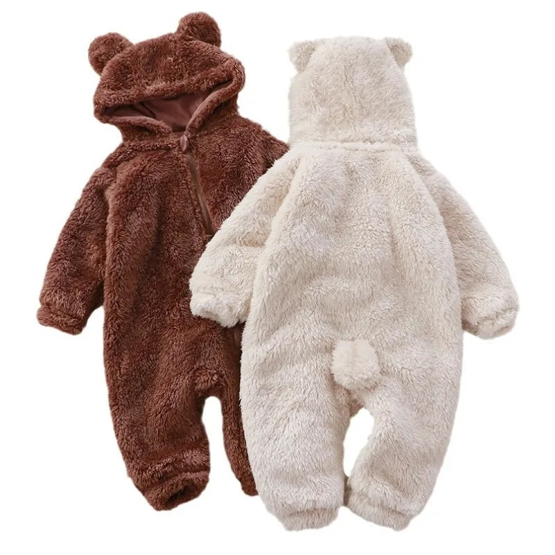 Baby Bear Plush Romper Winter Newborn Warm Climbing Onesie Children's Pajamas Outer Smock