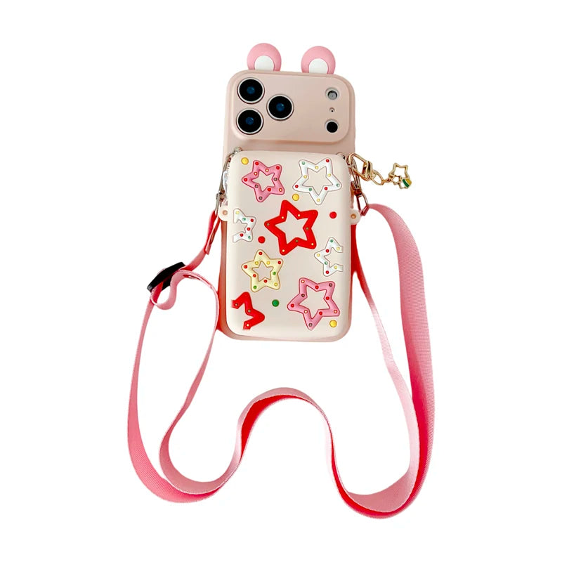 For iPhone 17 16 15 14 13 12 11 XR Xs 6 6s 7 8 SE Pro Max mini Plus e Tulip Star Wallet Case With Accessories