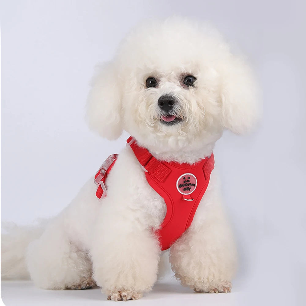 Pastel Dog Harness Leash Set- Soft Macaron Color No-Pull Vest for Small Medium Dogs - Cute Adjustable Pet Leash Set