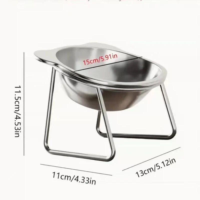 Tilted Cat Bowl Stainless Steel Cat Food Bowls with Metal Stand Food and Water Dish for Cats Kitten Puppies Feeders Cat Supplies
