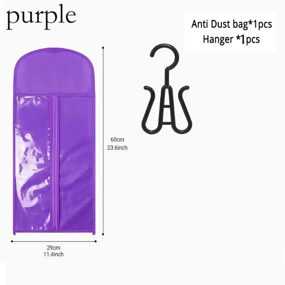 10PCS/3PCS/6PCS/1PCS Hair Extension Storage Bag with Hanger Transparent Wig Organizer Dustproof Holder for Hair Pieces