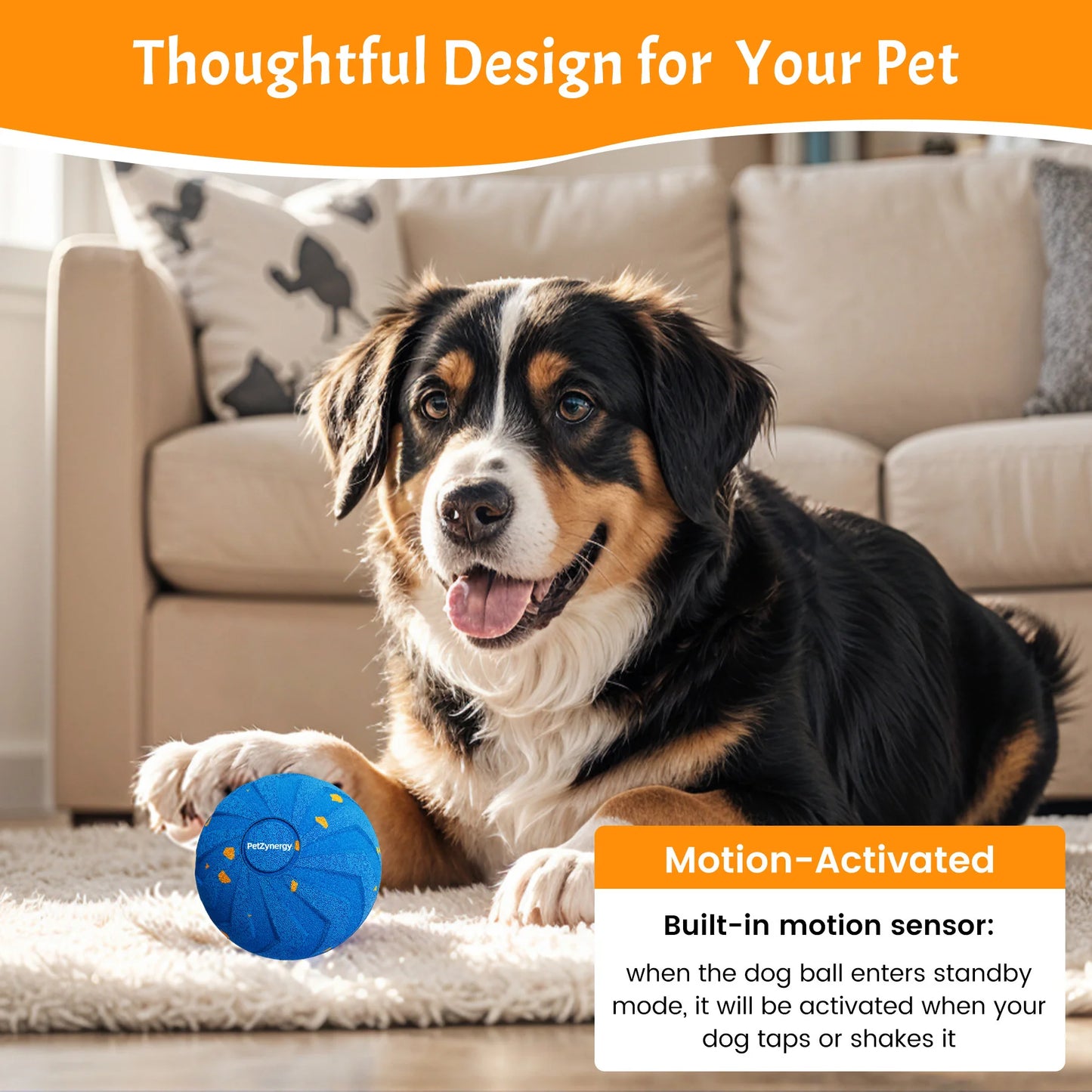 Interactive Dog Toy Ball E-TPU Material Random Bouncing And Spinning Smart Motion Ball For Dogs Self Play Chew Resistant Toy