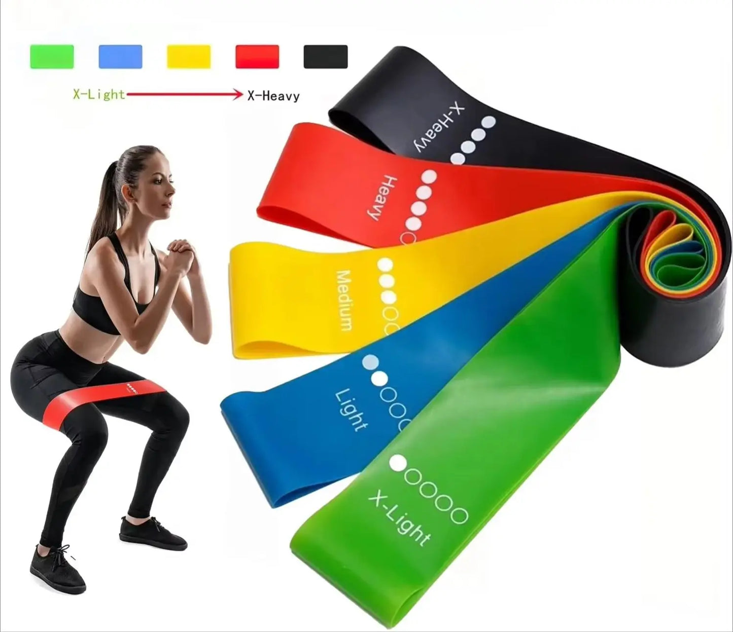 5 Levels Portable Fitness Workout Equipment Rubber Resistance Bands Yoga Gym Elastic Strength Pilates Crossfit  Weight Sports
