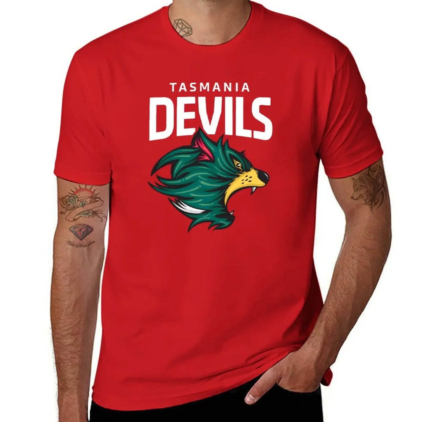 Tasmania Devils Football Club White Lettering T-Shirt summer clothes oversizeds shirts graphic tees cute tops men workout shirt