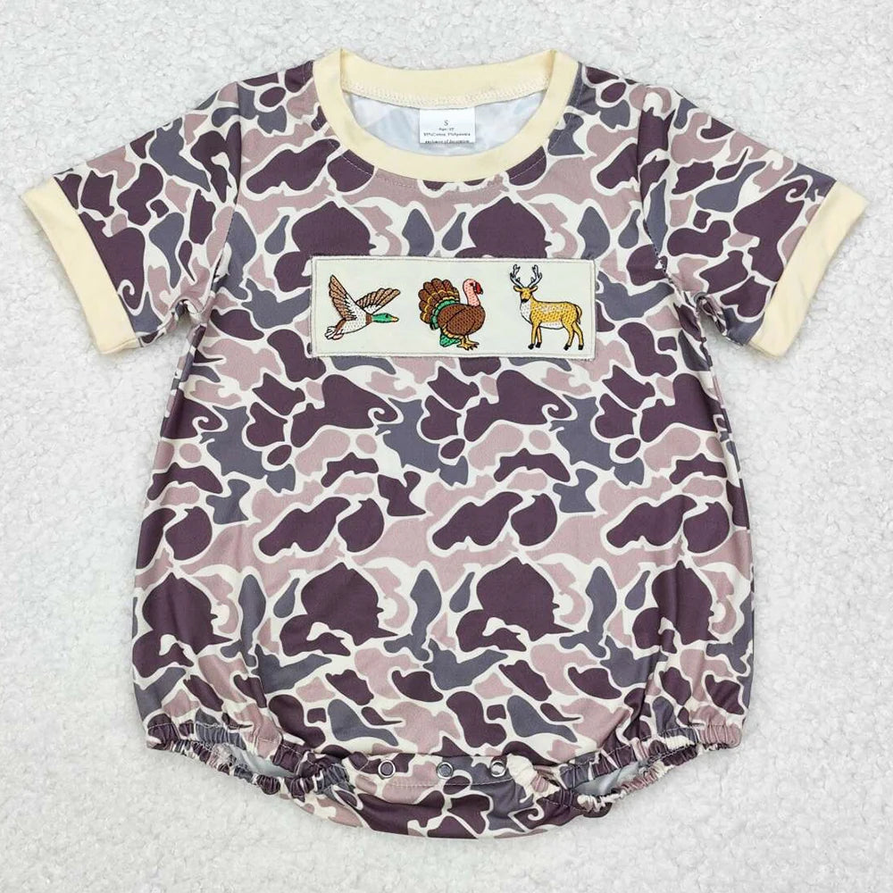Boutique Infant Baby Boys Rompers Camo Branches Short Sleeve Bubble Rompers Fashion Toddler Boys Rompers One-Piece Jumpsuits New