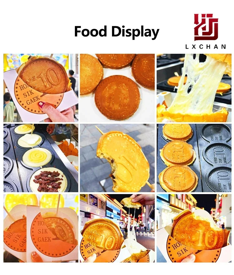 HomeWise Electric Waffle Maker Gold Coin Waffle Maker Gold Coin Pattern Waffle Maker Gold Coin Mold Snack Machine 110V 220V