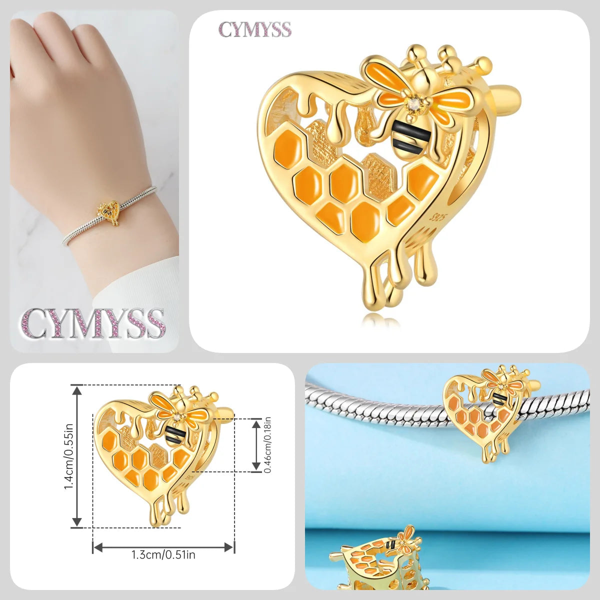 925 Sterling Silver Plated Bee Sunflower Butterfly Charm Pendant Fine Jewelry Women DIY Bracelet Necklace Birthday Party Gift
