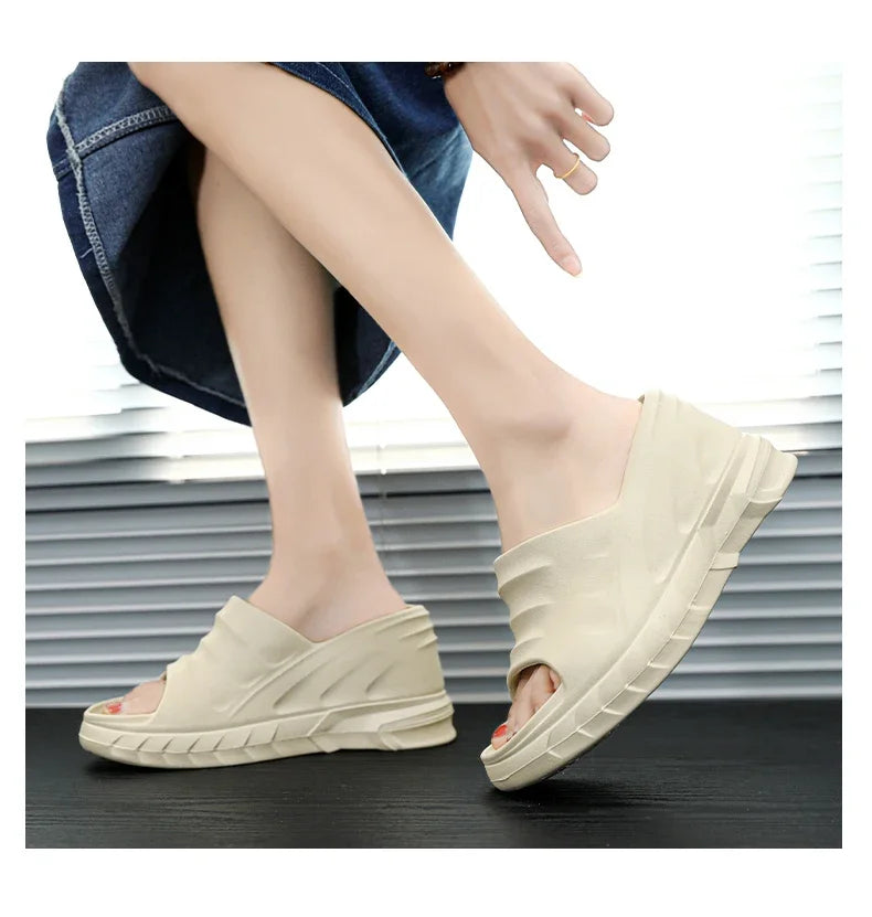Outdoor Ladies Sandals Women Platform Flip Flops Slippers Height Increasing 8cm Summer Fashion Open Toe White Zapatos Mujer