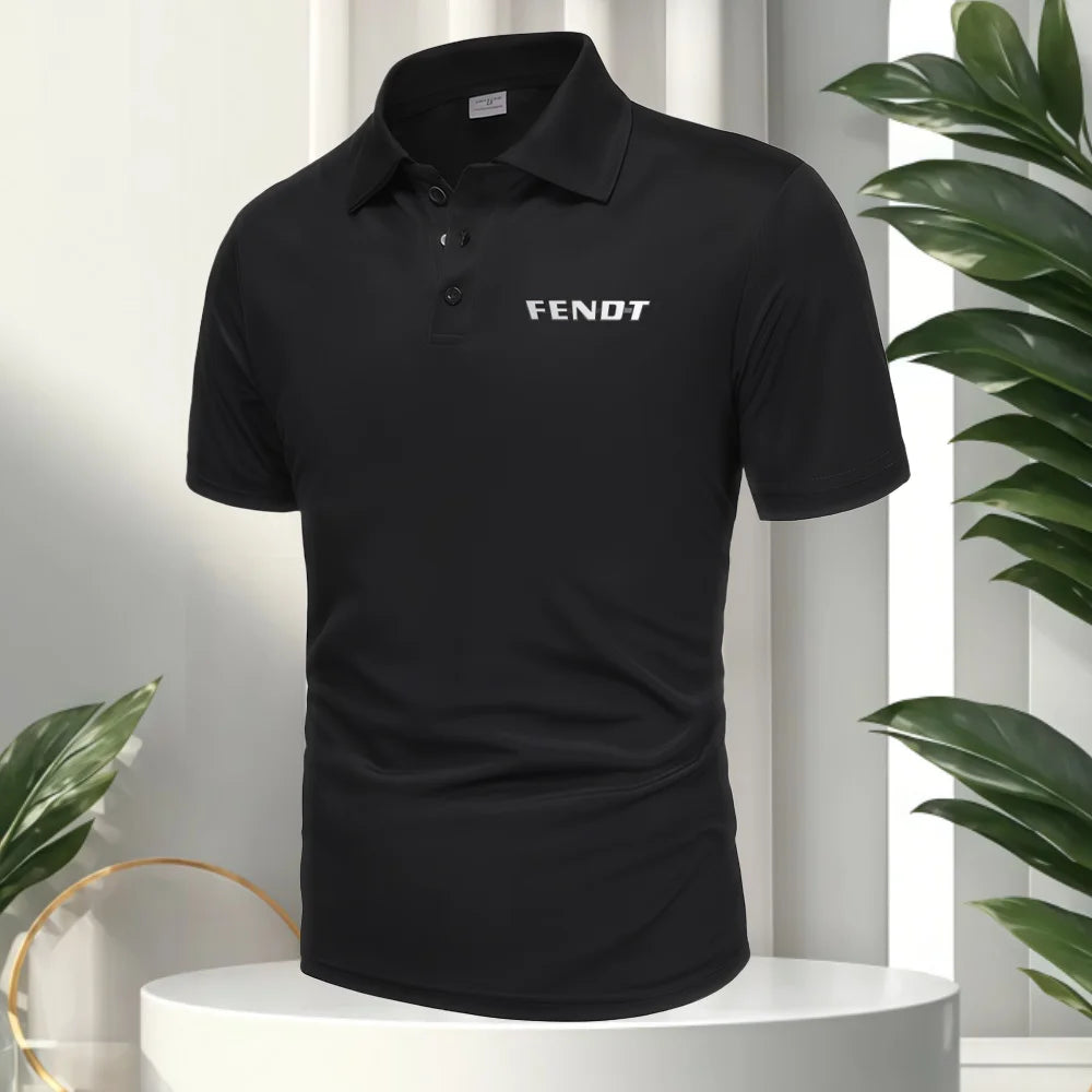 FENDT LOGO Splice New Men's Business Casual Short Sleeved Shirt Polo Shirt Fashionable Breathable Comfortable Versatile Top