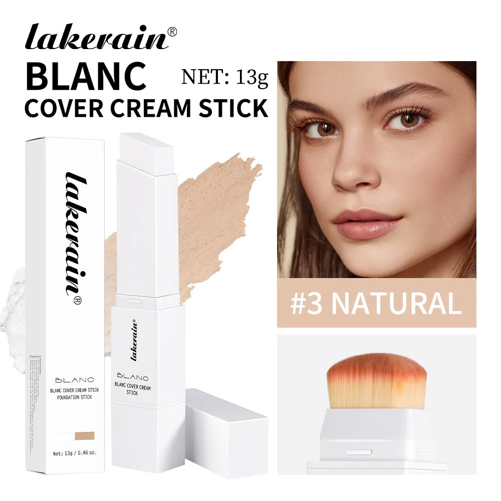 Lakerain Blanc Cover Cream Stick Dual-ended Design Waterproof Foundation Coverage Travel Bronze Creamy Foundation Natural Makeup