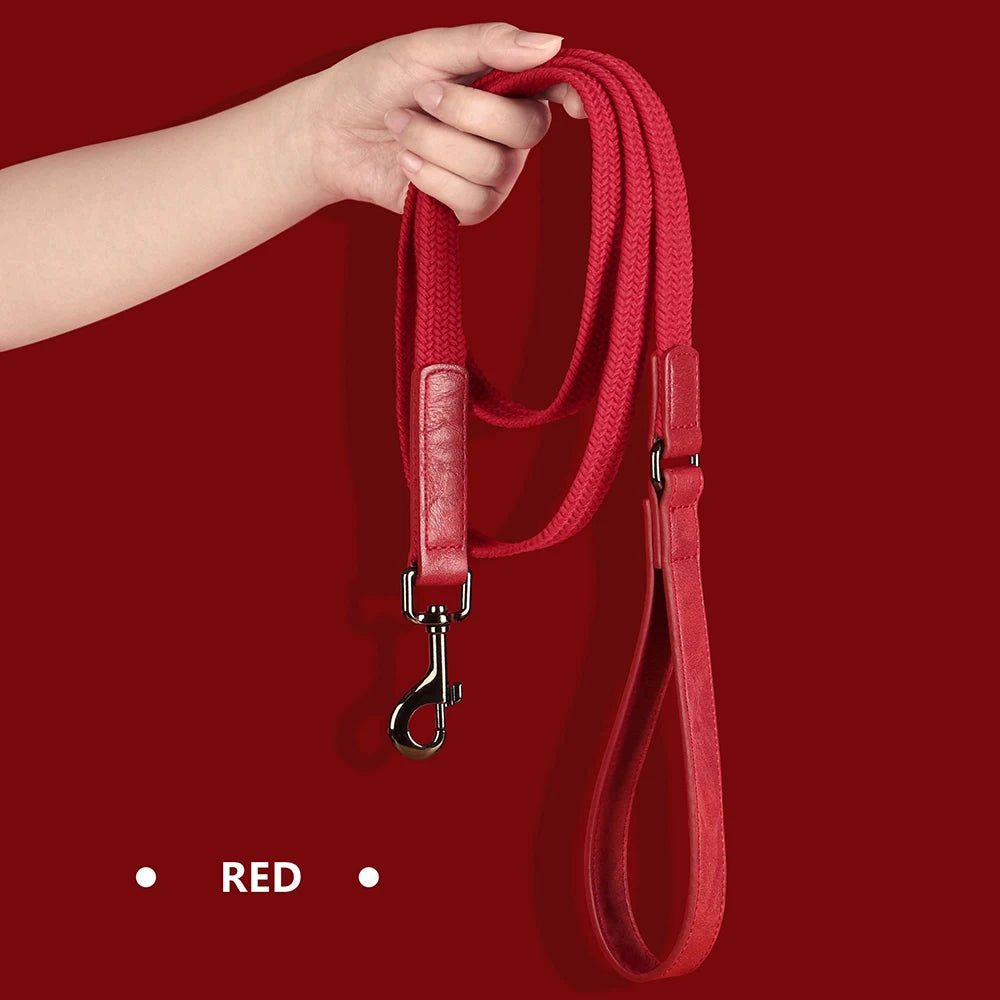 Retro Dog Collar Leash Set Custom Nylon Dog Collars With Walking Lead Rope Adjustable Pet Necklace for Small Large Dogs Durable