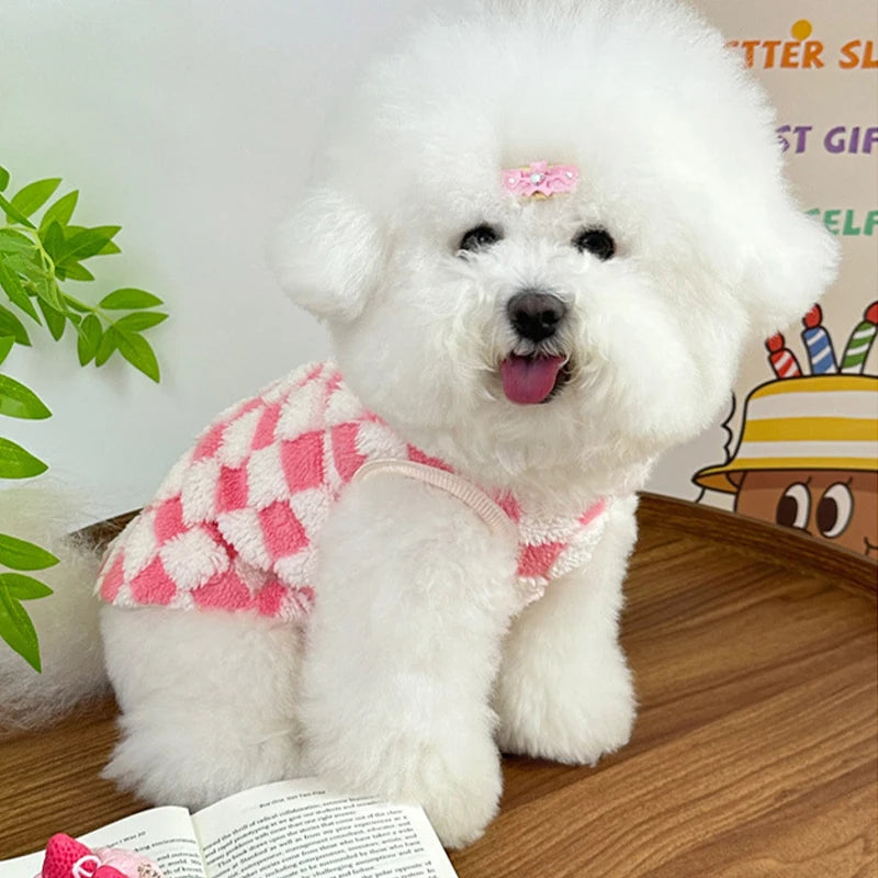 Autumn Winter Dog Warm Vest Fleece Dog Clothes Luxury Plaid Puppy Hoodies Chihuahua Bichon Yorkie Clothing Dog Pullover Pet Coat