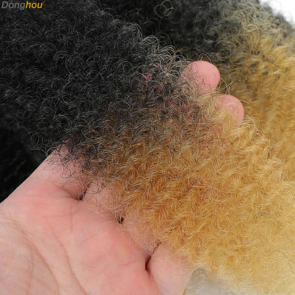 Donghou Ombre Blonde Ginger Afro Twist Hair 350 1B 30 27 613 Bug Colors Springy Twist Braiding Hair for Soft Locs Marley Braids