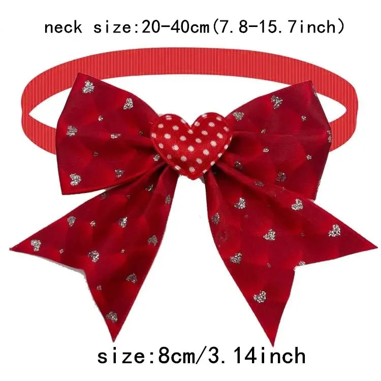 50pcs Cute Dog Bow Tie Love Heart Style Pet Supplies Valentine's Day Small Dog Red Puppy Bow Tie Pet Dog Cat Collar Accessories