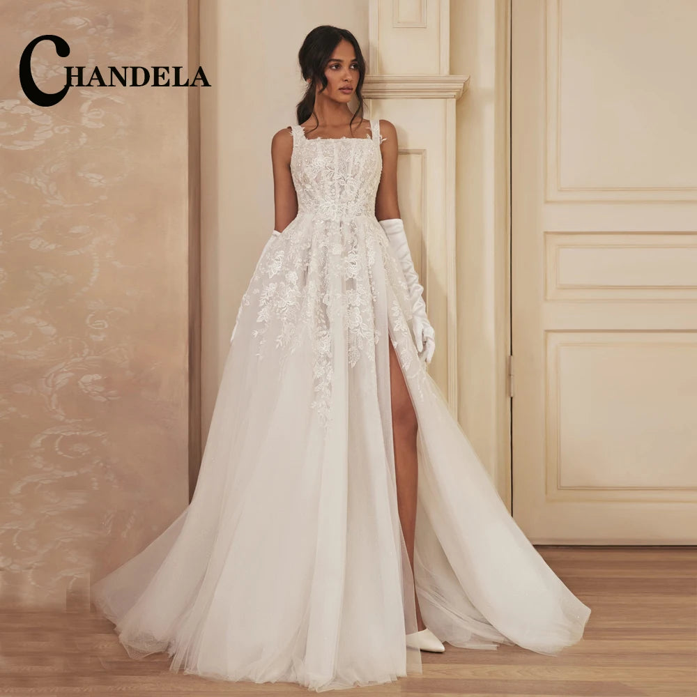 CHANDELA Off The Shoulder Princess Beach Wedding Dress For Women 2025 Sleeveless Bride Ruffles Bridal Gown Vestidos Customised