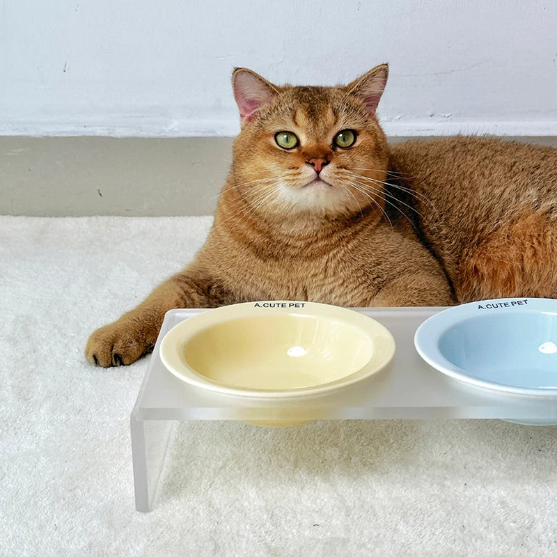 【E】Ceramic Pet Cat Bowl Pet Drinking Water Feeding Bowl Ceramics Cat Food Dog Food Utensils Cat Dog Pet Supplies Accessories