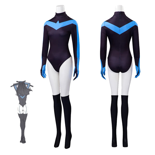 Halloween Female Wing Cosplay Costume Sexy Jumpsuit With Gloves Stockings Full Set Adult Superhero Suit
