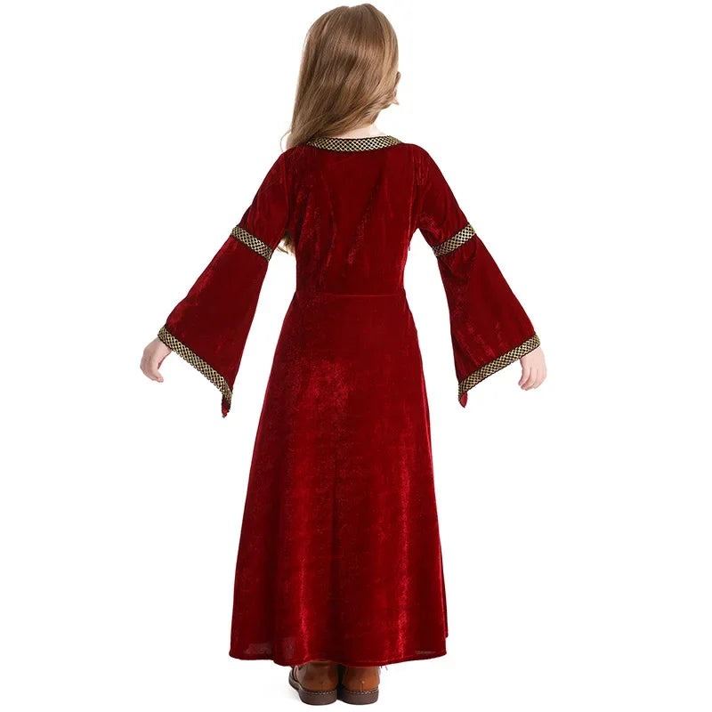 Halloween Girls Costumes Carnival Renaissance Retro Medieval Musical Theater Stage Costumes Palace Style Bell Sleeve Long Dress