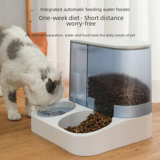 Automatic Dog Water Feeder Integrated Large 2.8L Capacity Transparent Visual Food Storage Bowl Pet Dog Cat Bowl