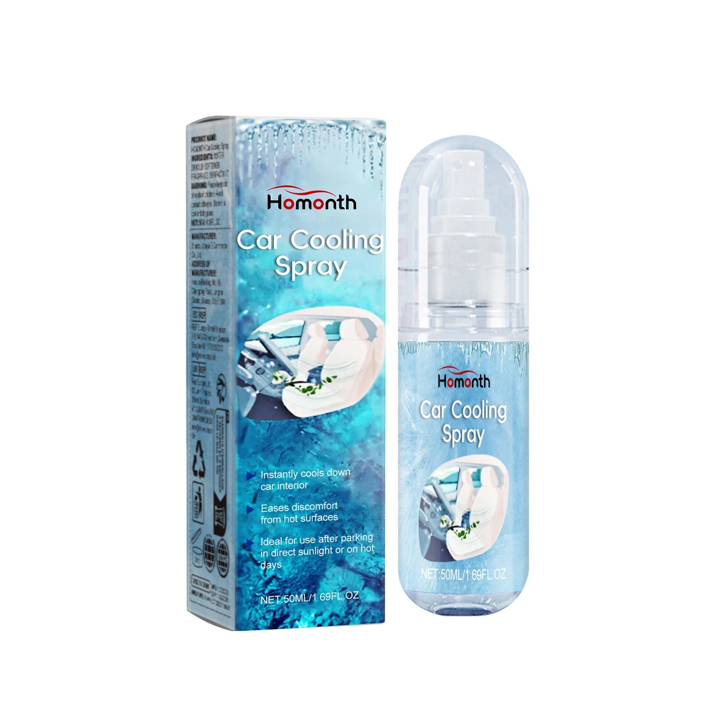 Car Cooling Spray Endothermic Evaporation Reduce Surface Heat Heatstroke Prevention Comfortable Driving Rapid Cooling Agent 50ml
