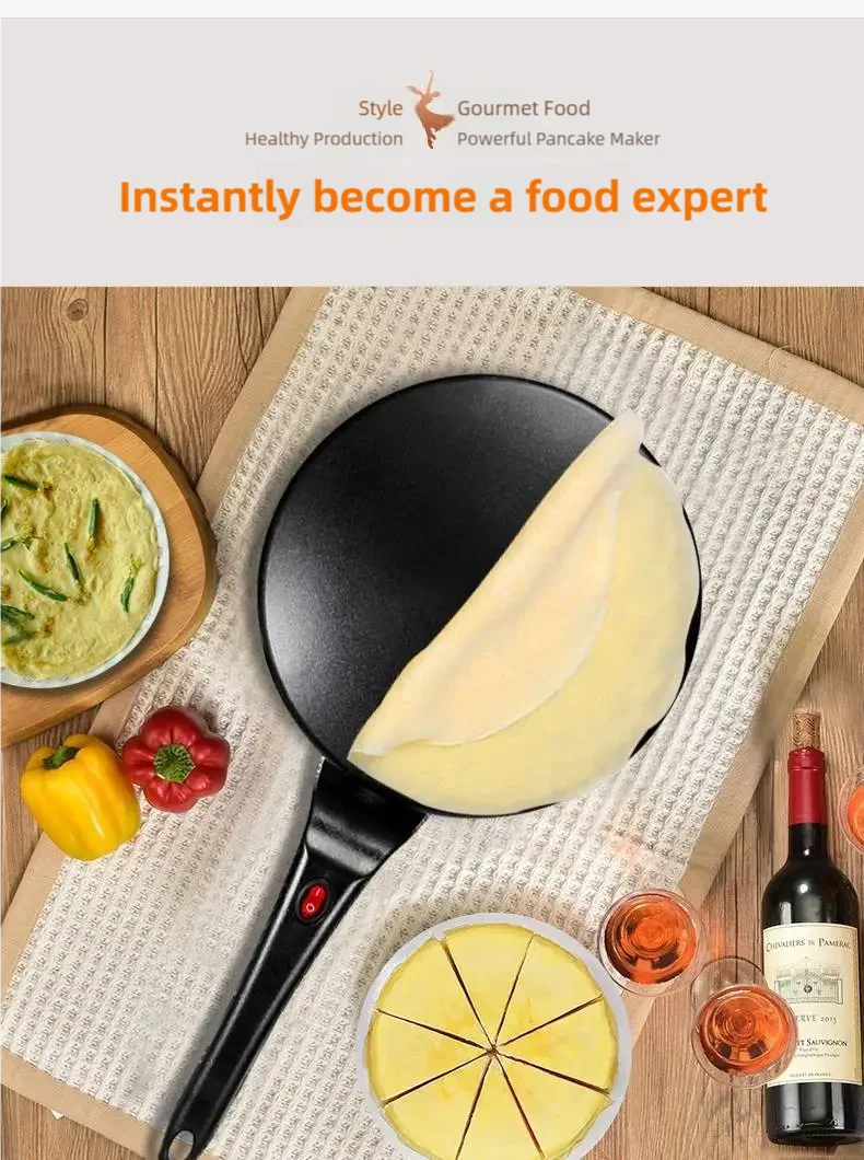 TINSOL Electric waffle maker, cake maker, breakfast pizza baking machine, pancake griddle, non-stick pan, spring roll frying pan