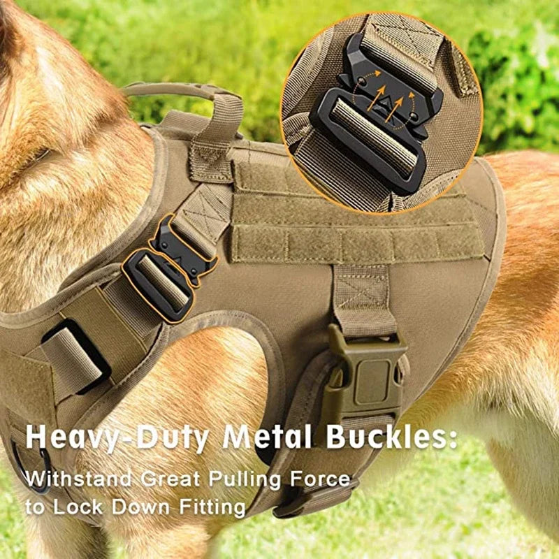 Tactical Dog Harness, Adjustable No-Pull Handle Service Vest Heavy Duty Pet Large Breed,  Dog Vest for Training Hunting Walking