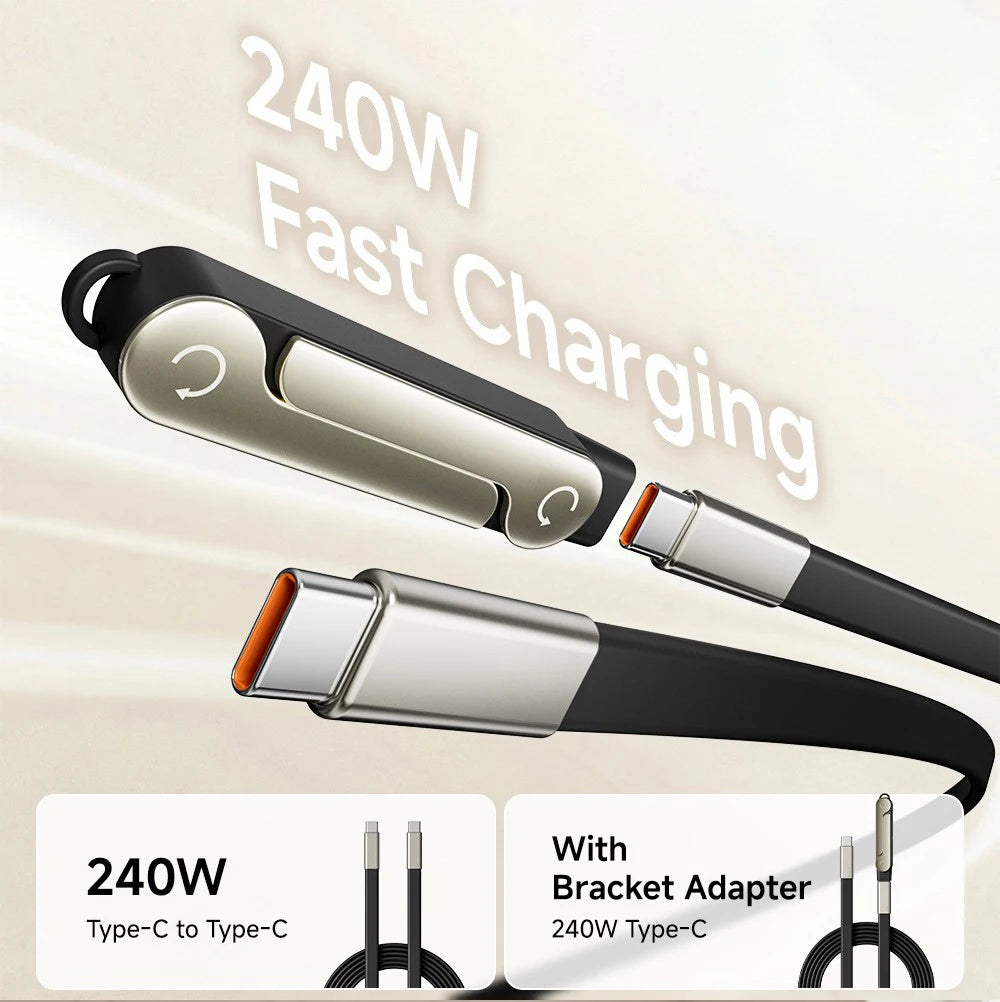 240W Fast Charging Bracket Adapter Portable Type C Male To Type C Female Converter With Foldable Phone Stand for iphone 15 16 17