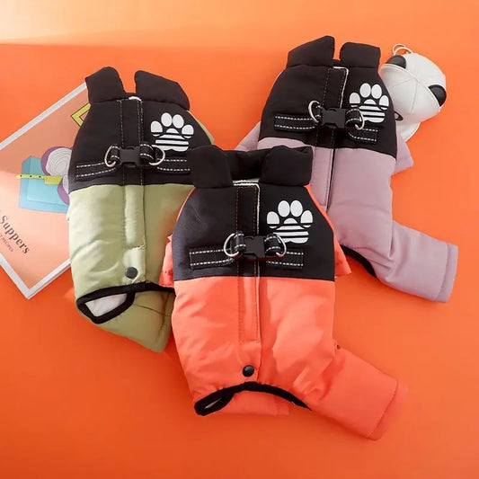 Dog Jacket Waterproof Solid Puppy Winter Clothes Cotton Four Legs Pet Warm Coat Cat Clothing Chihuahua Bichon Dachshund Costumes