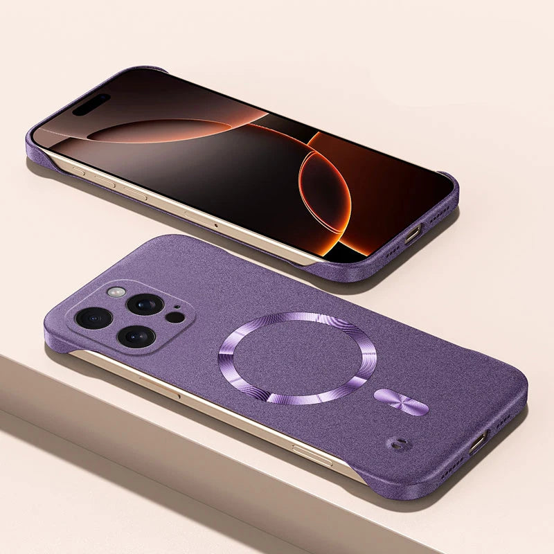 Magnet Frameless Sand Rock Matte Case For Magsafe iPhone 17 Air 16 16E 15 14 13 12 11 Pro X XR XS Max Plus Mini Ultra Thin Cover