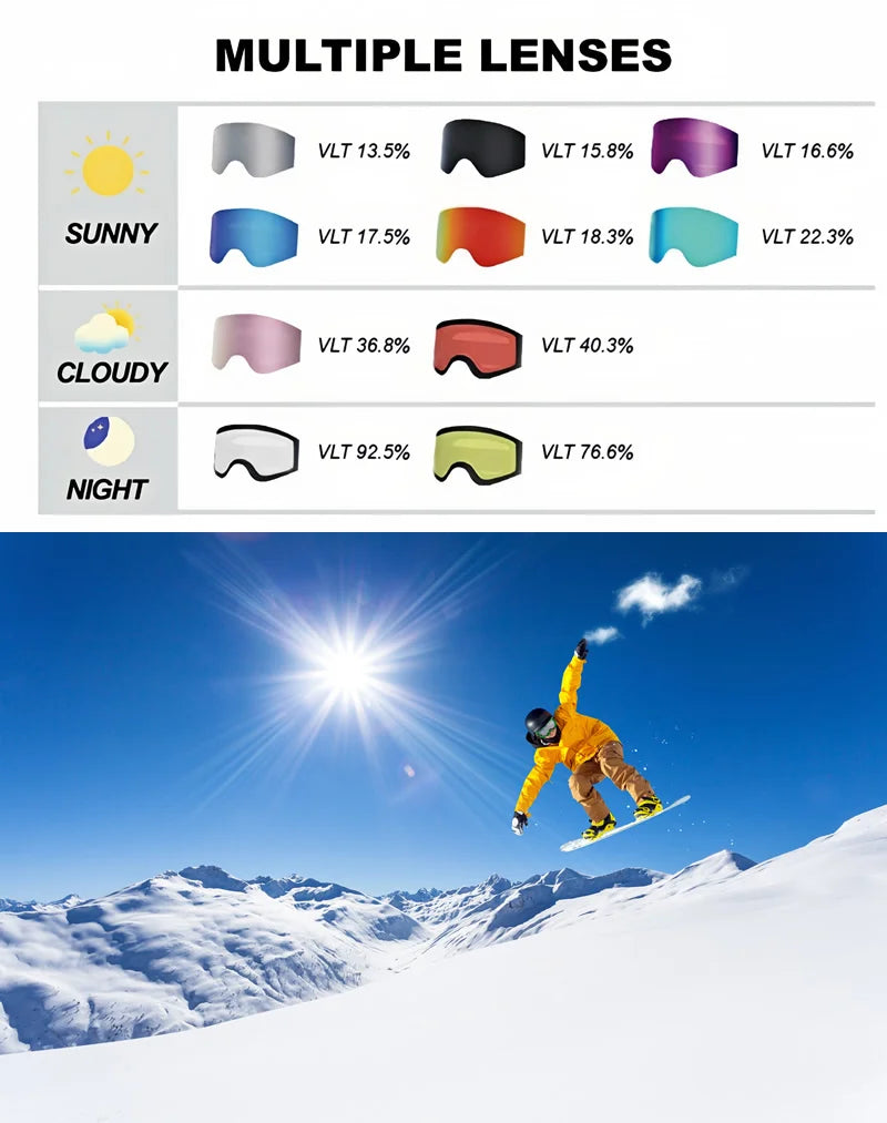 Double Layer Anti-Fog Adult Ski Goggles Outdoor Sports Snowboard Snowmobile Glasses Eyewear Full REVO Coating Snow Goggles UV400