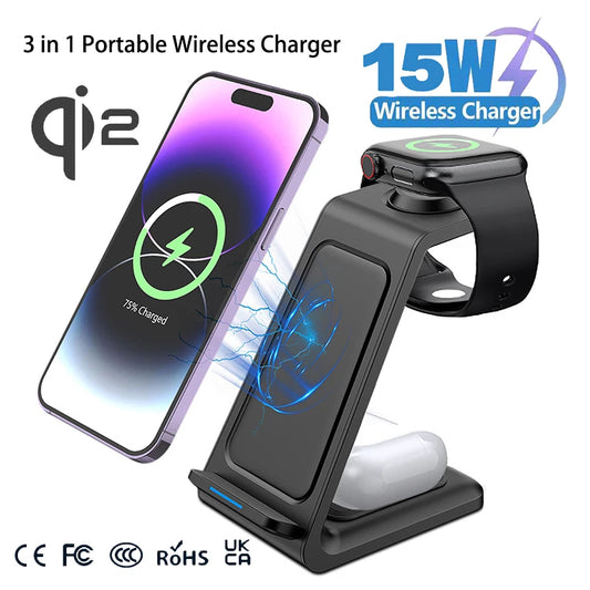 Multifunction Universal 3in1 Wireless Charger Magnetic Wireless Charger Stand Portable Station for iPhone Series for Airpods