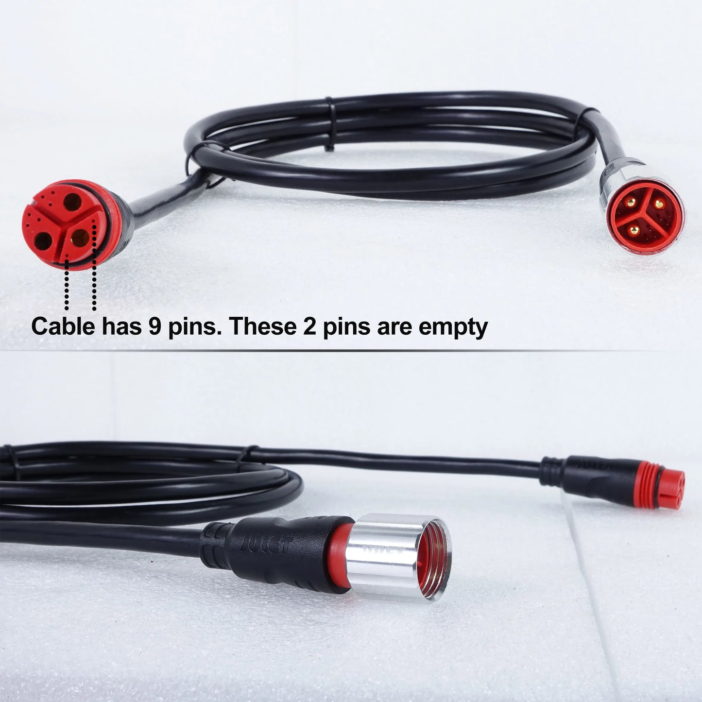 E-bike Motor Cable 9pin 500-2000W 140cm with Threaded Waterproof Connector