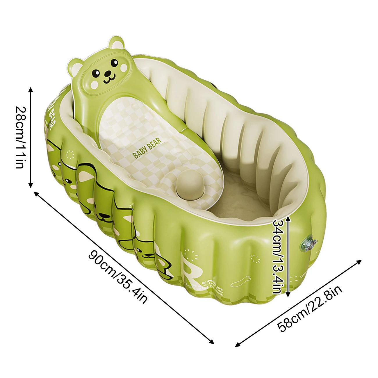 1PC Inflatable baby bathtub Portable Travel Shower Basin with Back Support, Deflates and Folds Easily