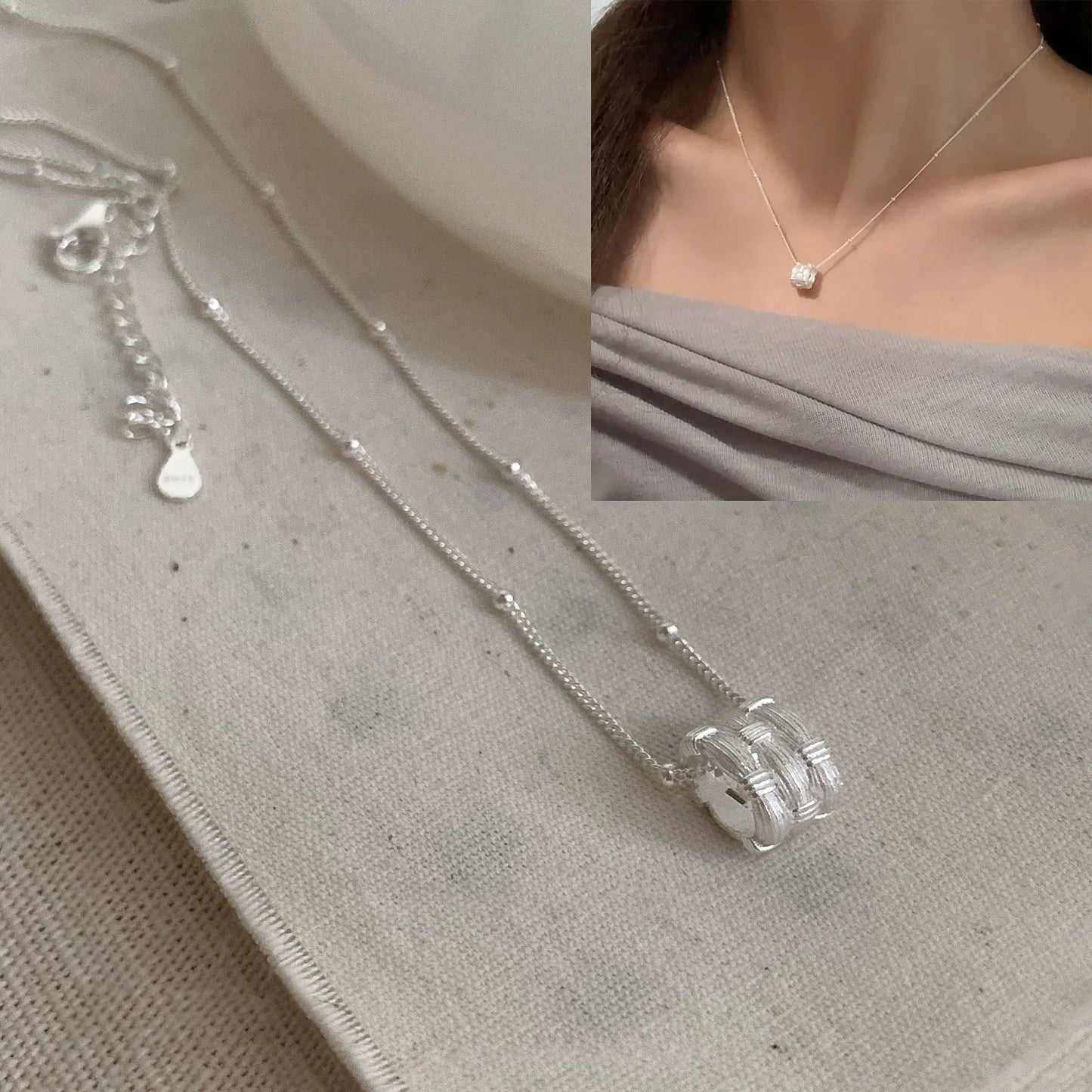VENTFILLE  925 Sterling Silver Black Agate Necklace for Women Girl Snake Bone Chain Water Drop Jewelry Gift Dropshipping