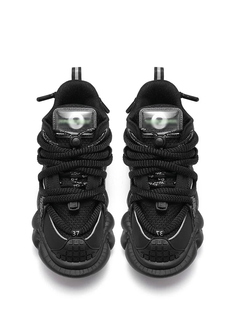 Super Soft Thick Sole Women/men Sport Shoes Lace Up Breathable Mesh Sneaker Casual Black/green Dad Shoes Platform Fashion Shoes