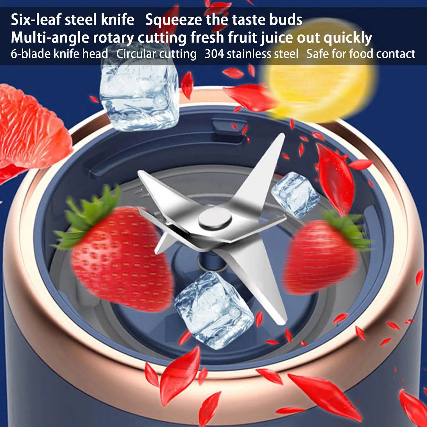 Portable Fruit Juice Blenders Summer Personal Electric Mini Bottle Home USB 6 Blades Juicer Cup Machine For Kitchen