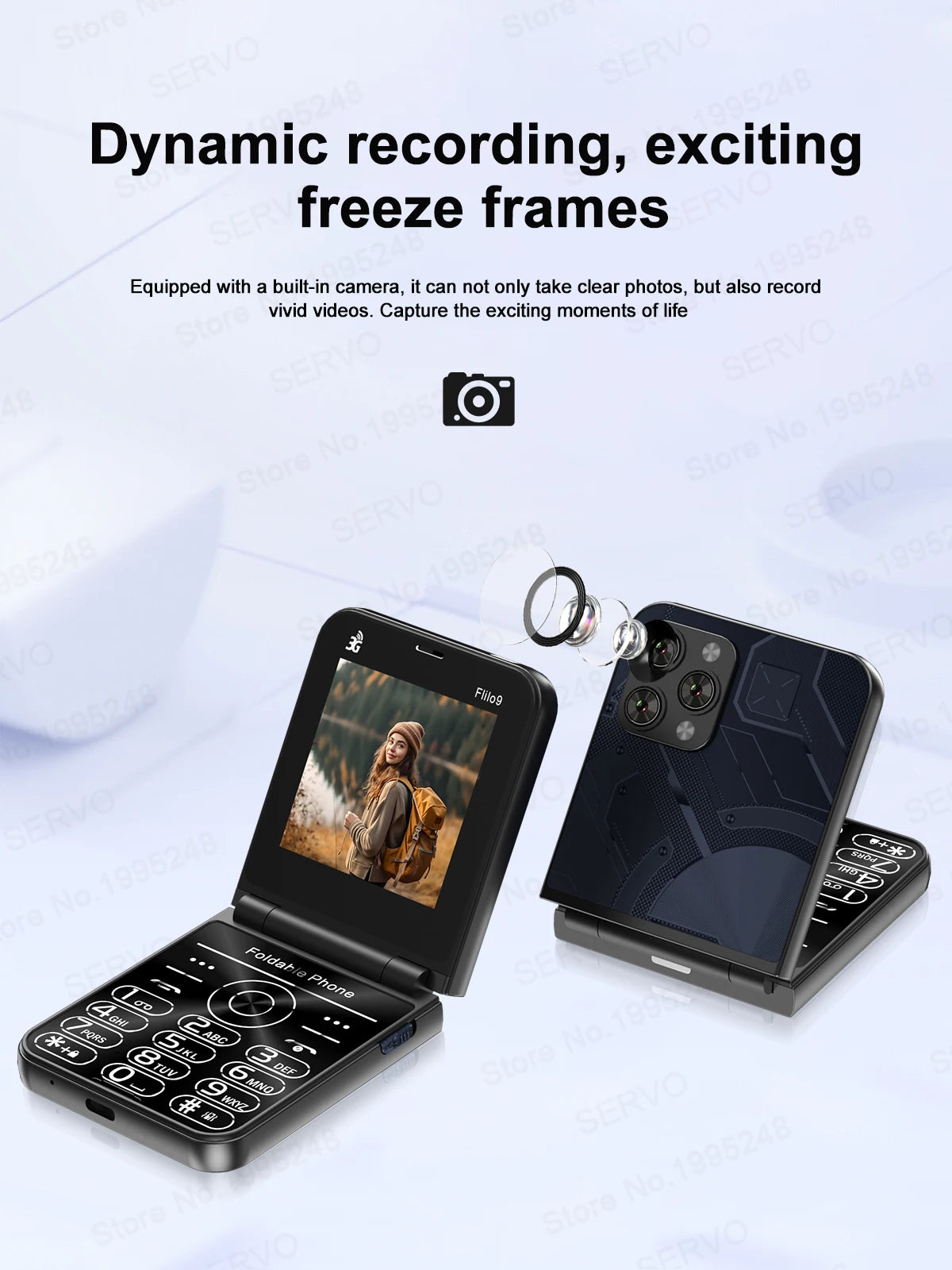 SERVO Flilo9 Foldable Mobile Phone 3G WCDMA Call Recording Speed Dial FM Radio Blacklist Torch Flip Cellphones Dual SIM Standby
