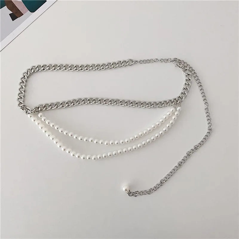Multilayer Pearl Waist Chain for Women's Fashion Retro Character Playing Body Accessories Sexy Party Accessorie Gift
