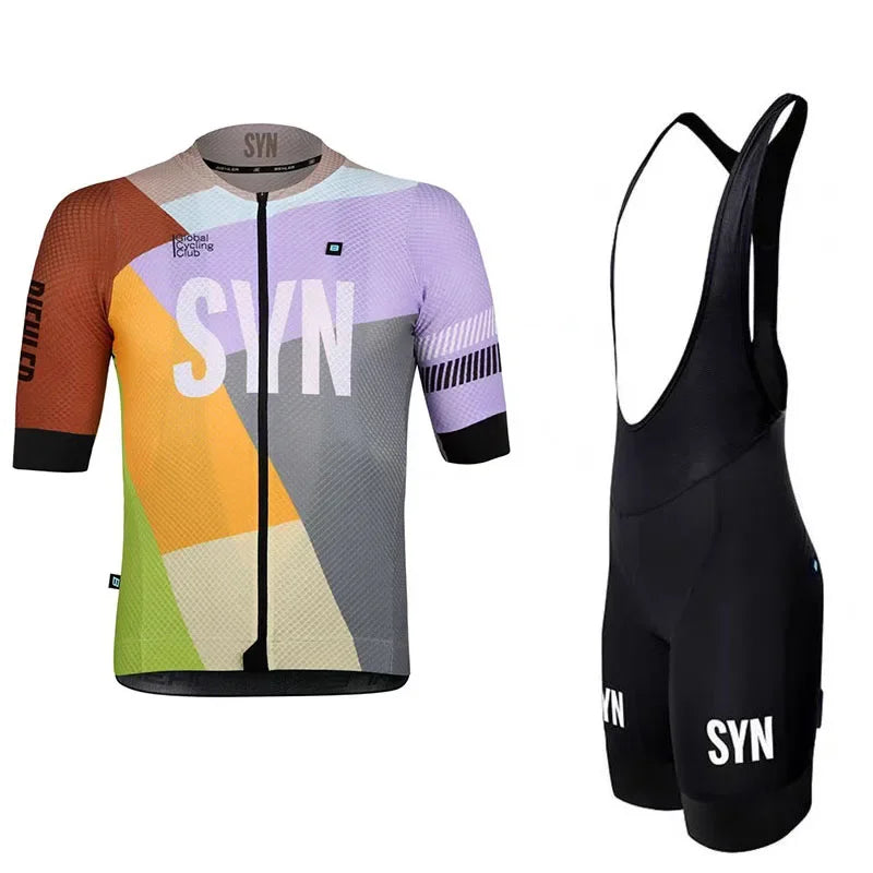 SYN Summer cycling clothes men's jerseys road cycling short sleeved sets bibs quick drying clothes breathable cycling shirt