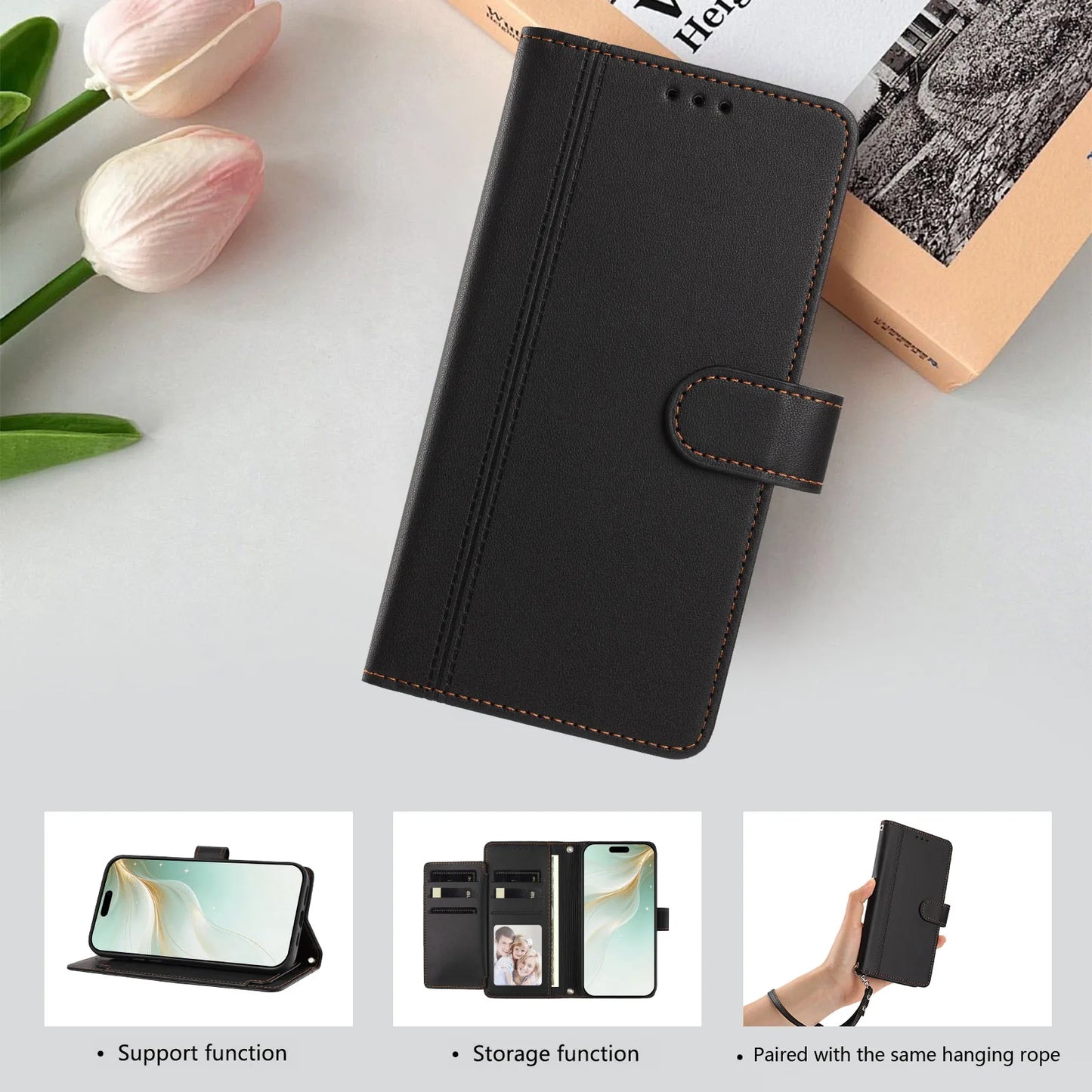 PU Leather Flip Phone Case For Oneplus 8T 9R 10T 11R 12R 13R 15T Holder 9 Card Slots Wallet Cover For Oneplus 13 12 11 10 9 Pro