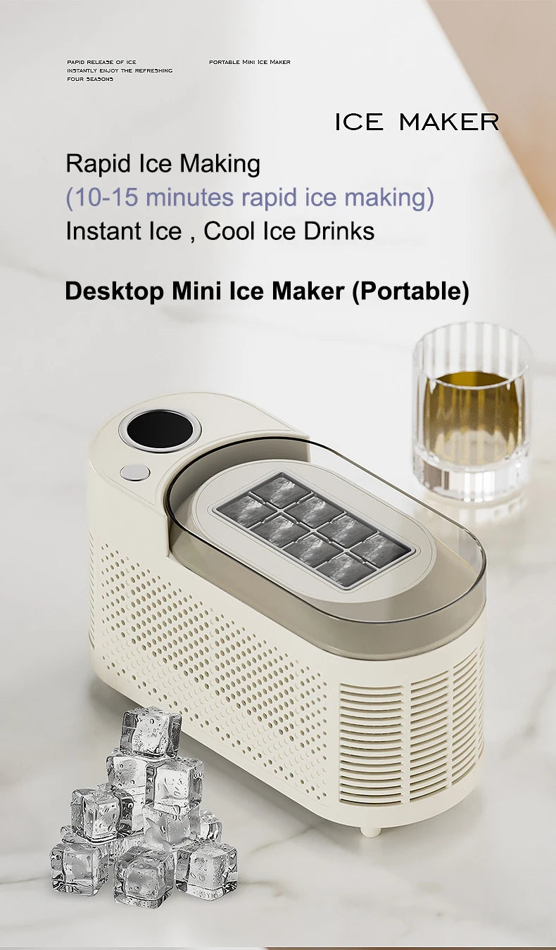 110V/220V Portable Small Ice Maker Mini Home Dormitory Office Camping 12V Car Cube Ice Automatic Ice Making Box Ice Machine
