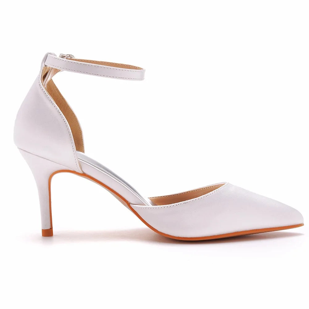 Sexy Ankle Strap Sandals Women Party Mature Silk 7CM Cover Heel Buckle Strap Formal Dress Dress Women's Shoes Dark Green
