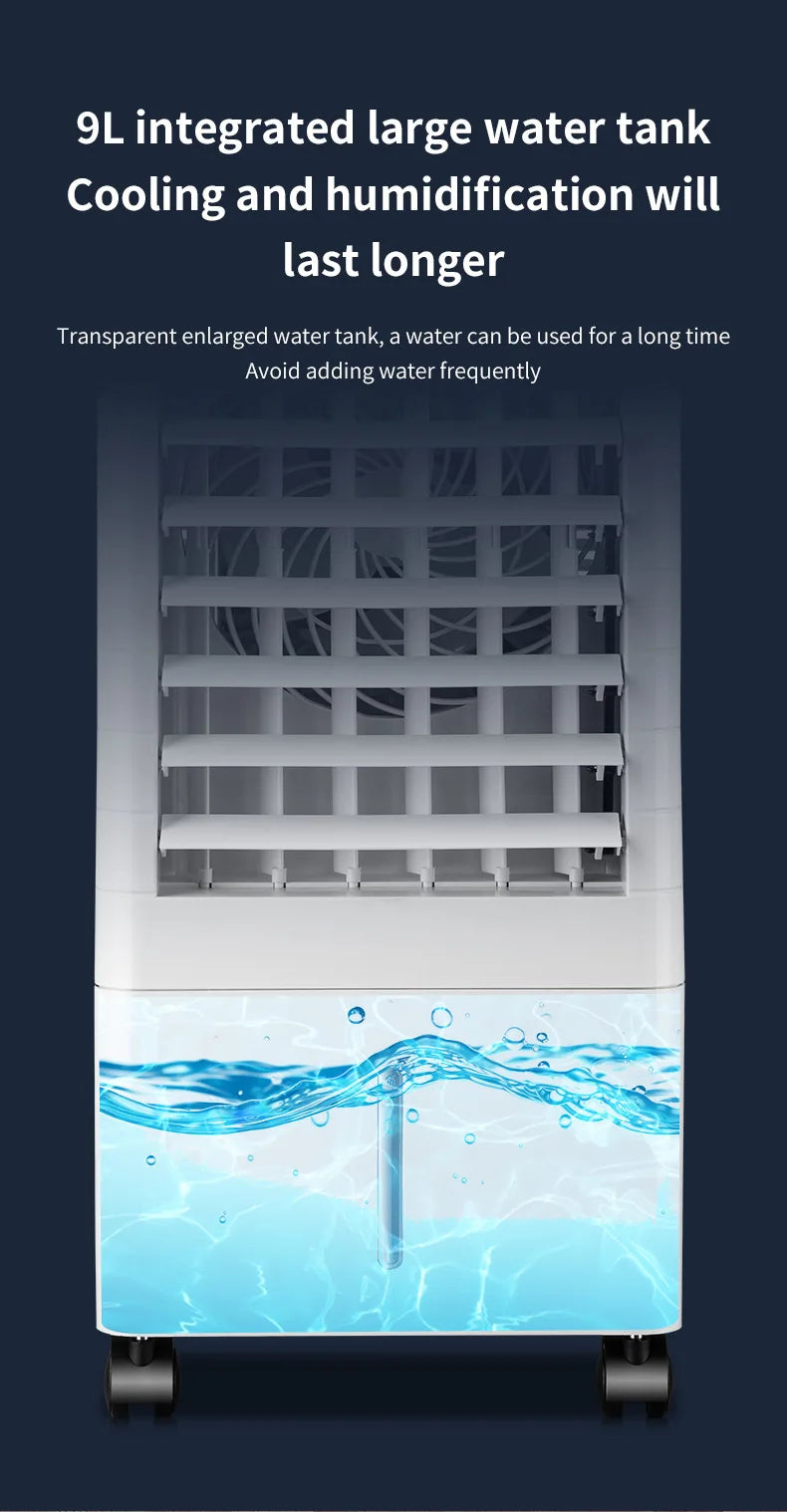 Portable Air Conditioner Fan Intelligent Cooling Fan with Remote Control Wide-angle Air Supply Ice Crystal for Home Use