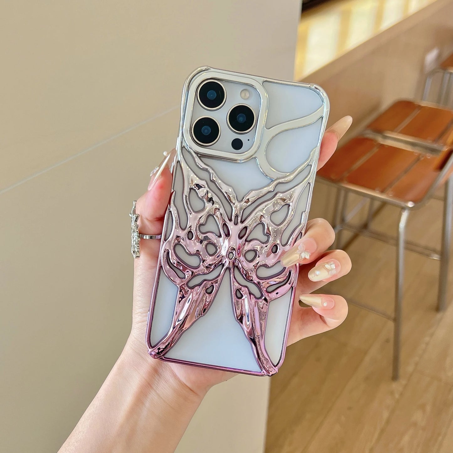 Plating Butterfly Hollow Out Gradient Color Soft Phone Case for iPhone 11 12 13 14 15 16 Pro Max Heat Dissipation Cooling Cover