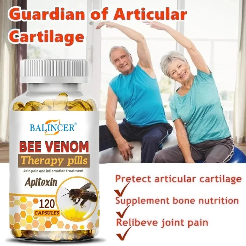 Bee Venom Extract Capsules for Relieve Joint & Knee Pain Relieve Discomfort of Bones and Joint, Non-GMO